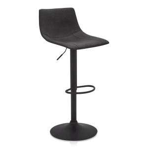 9393534-png Black Textured Faux Leather & Metal Adjustable Bar Stool