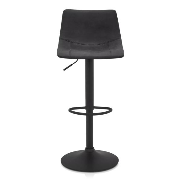 Black Textured Faux Leather & Metal Adjustable Bar Stool