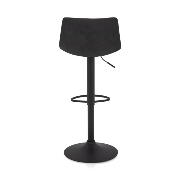 Black Textured Faux Leather & Metal Adjustable Bar Stool