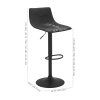 Black Textured Faux Leather & Metal Adjustable Bar Stool