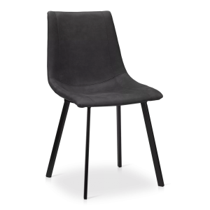 9393613-png Black Textured Faux Leather and Metal Dining Chair