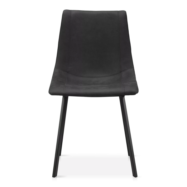 Black Textured Faux Leather and Metal Dining Chair