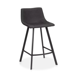 Textured Faux Leather and Metal Bar Stool