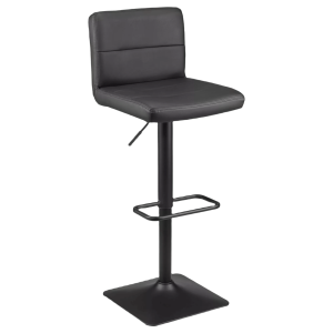 Black Matte Faux Leather and Metal Adjustable Bar Stool