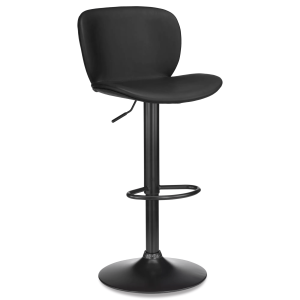 9404706-png Black Textured Faux Leather & Metal Adjustable Bar Stool