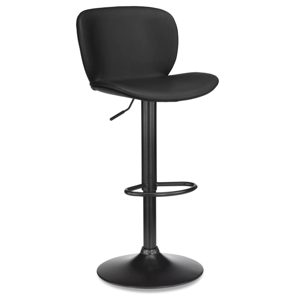 Black Textured Faux Leather & Metal Adjustable Bar Stool