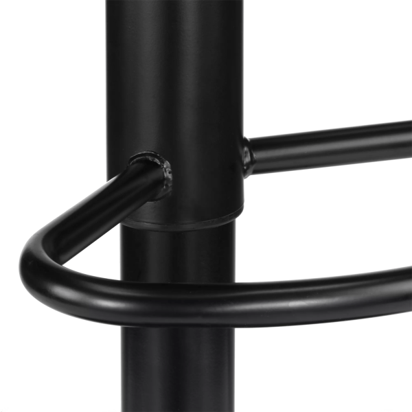 Black Textured Faux Leather & Metal Adjustable Bar Stool