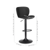 Black Textured Faux Leather & Metal Adjustable Bar Stool