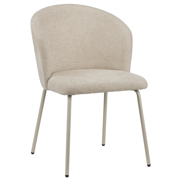 Beige Fabric and Metal Dining Chair