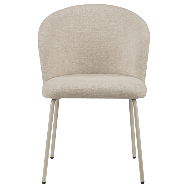 Beige Fabric and Metal Dining Chair