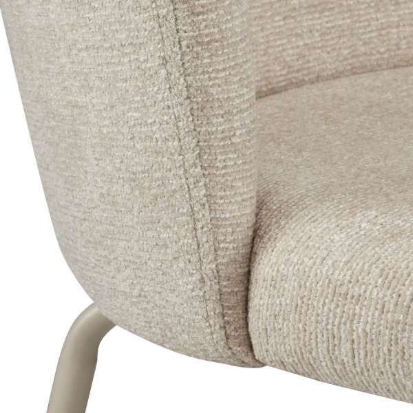 Beige Fabric and Metal Dining Chair