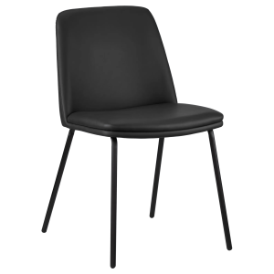Black Faux Leather and Metal Dining Chair