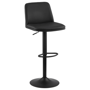 Black Faux Leather and Metal Bar Stool