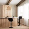 Black Textured Faux Leather & Metal Adjustable Bar Stool