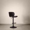 Black Textured Faux Leather & Metal Adjustable Bar Stool