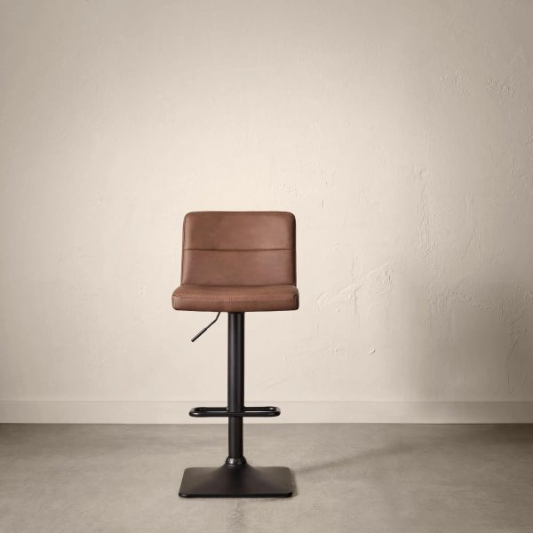 Rust Matte Faux Leather and Metal Adjustable Bar Stool