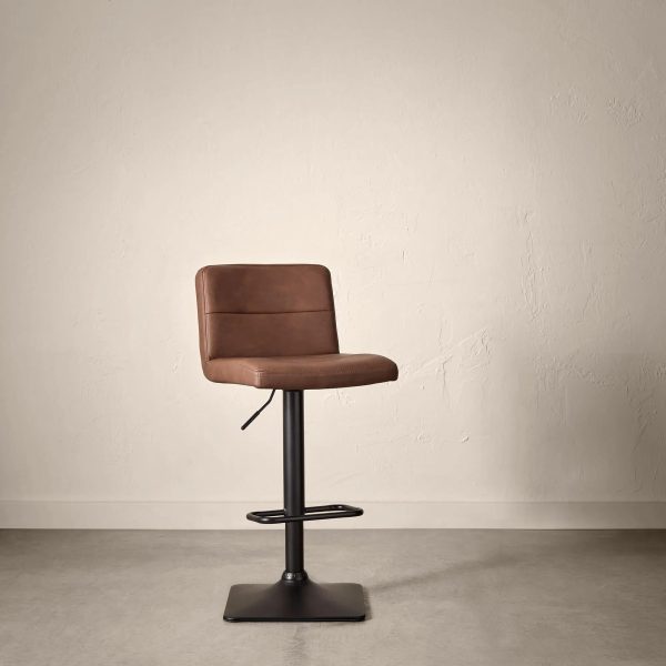 Rust Matte Faux Leather and Metal Adjustable Bar Stool
