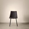 Black Textured Faux Leather and Metal Dining Chair