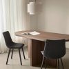 Black Textured Faux Leather and Metal Dining Chair