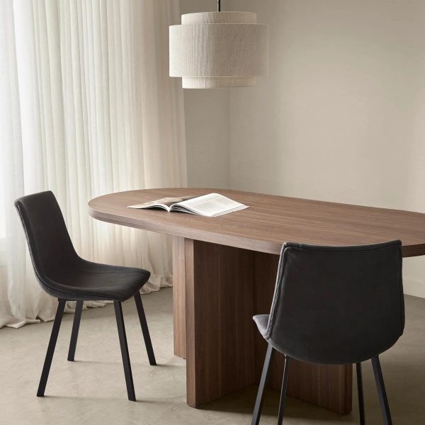 Black Textured Faux Leather and Metal Dining Chair