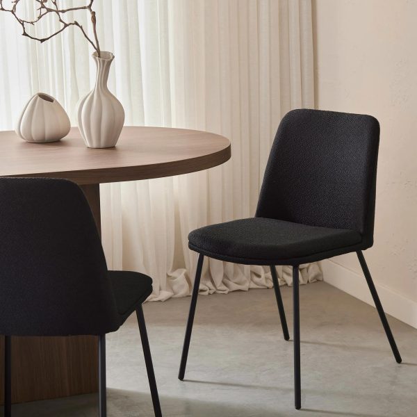 Black Fabric and Metal Dining Chair