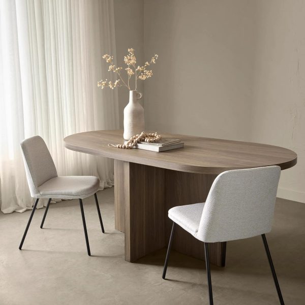 Oatmeal Fabric and Metal Dining Chair