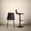Black Textured Faux Leather & Metal Adjustable Bar Stool