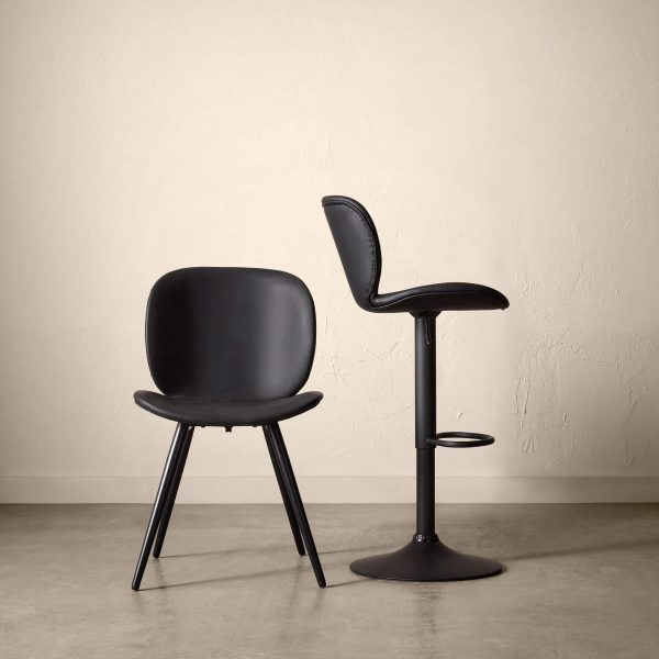Black Fabric and Metal Dining Chair