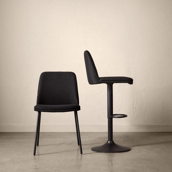 Black Fabric and Metal Dining Chair