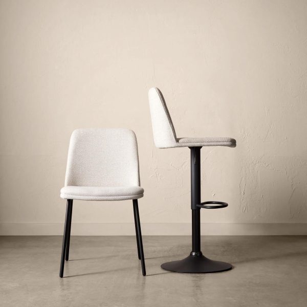 Oatmeal Fabric and Metal Dining Chair